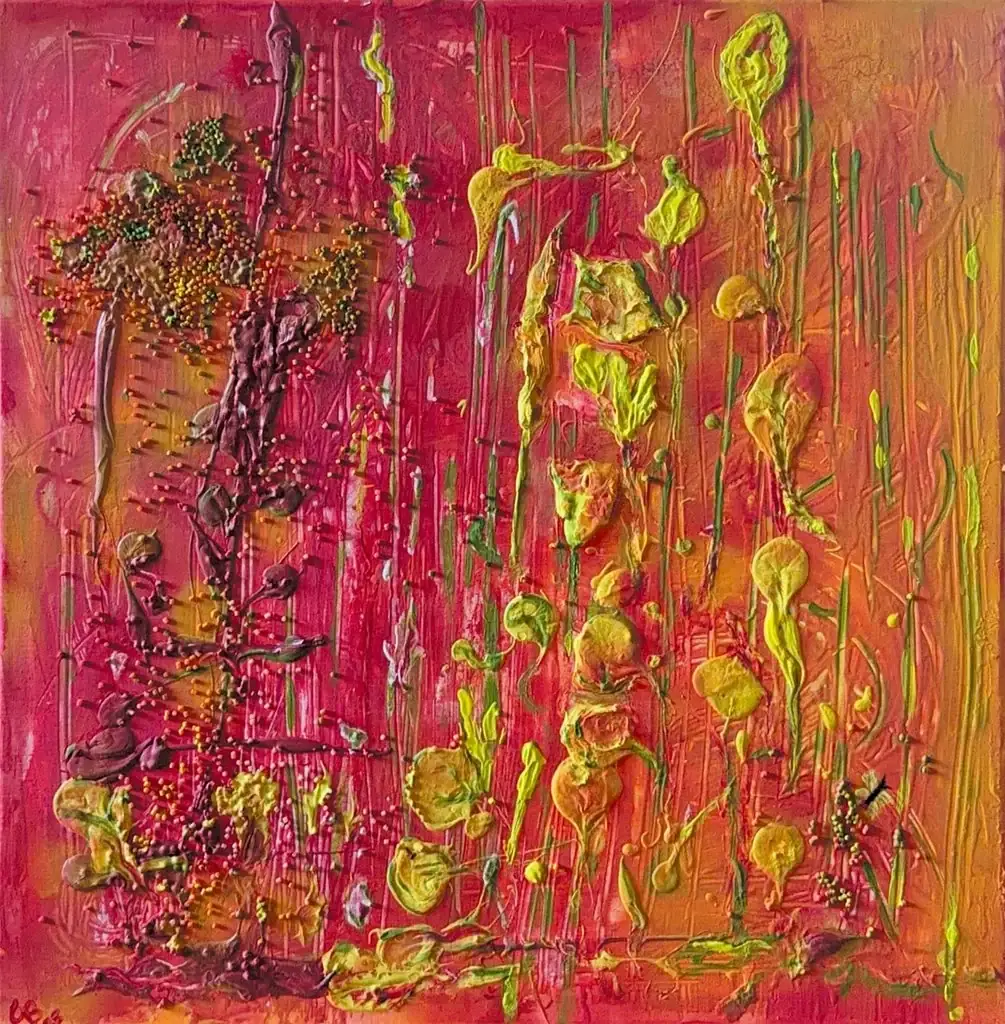 Garten 40×40 Acryl/Collage